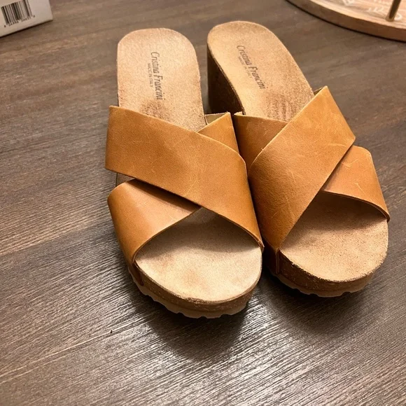 Cristina Francini made in Italy Brown Wedge Sandals!👡 - Picture 3 of 6
